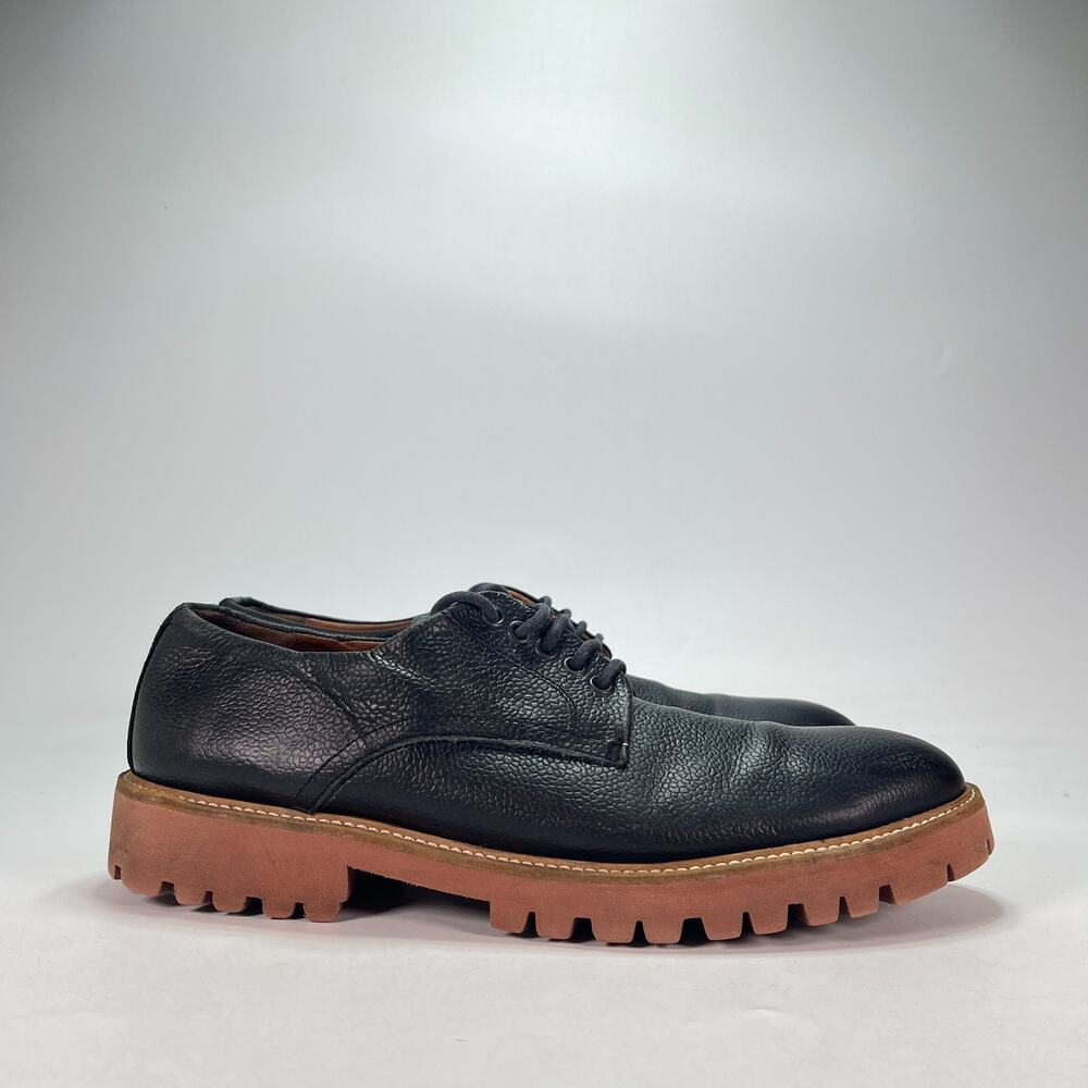 Barneys New York Black Pebbled Leather Lug Sole Derby Dress Shoes Men's Size 12